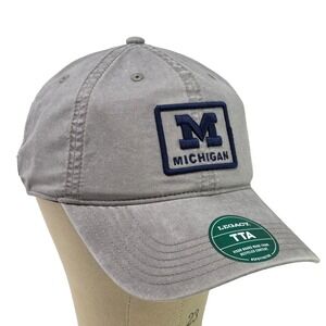 NEW University Michigan Hat Cap Dark Gray Navy Metal Belt Buckle Legacy Brand